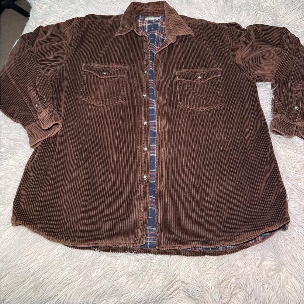 J. Crew corduroy jacket flannel quilt lined men’s size Large brown VINTAGE